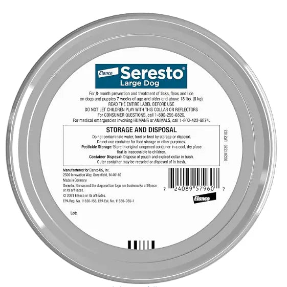 Seresto Flea & Tick Collar For Dogs Over 18 lbs., Treatment & Prevention, Vet-Recommend, 8 Month Protection