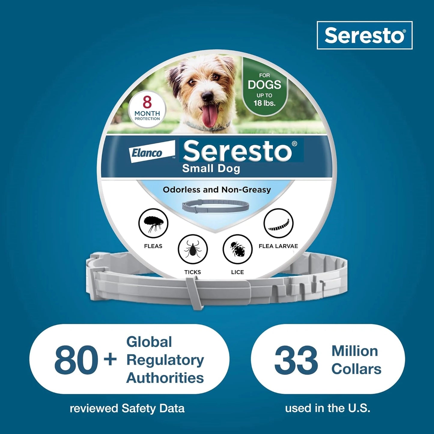 Seresto Small Dog Vet-Recommended Flea & Tick Treatment & Prevention Collar for Dogs Under 18 lbs. | 8 Months Protection
